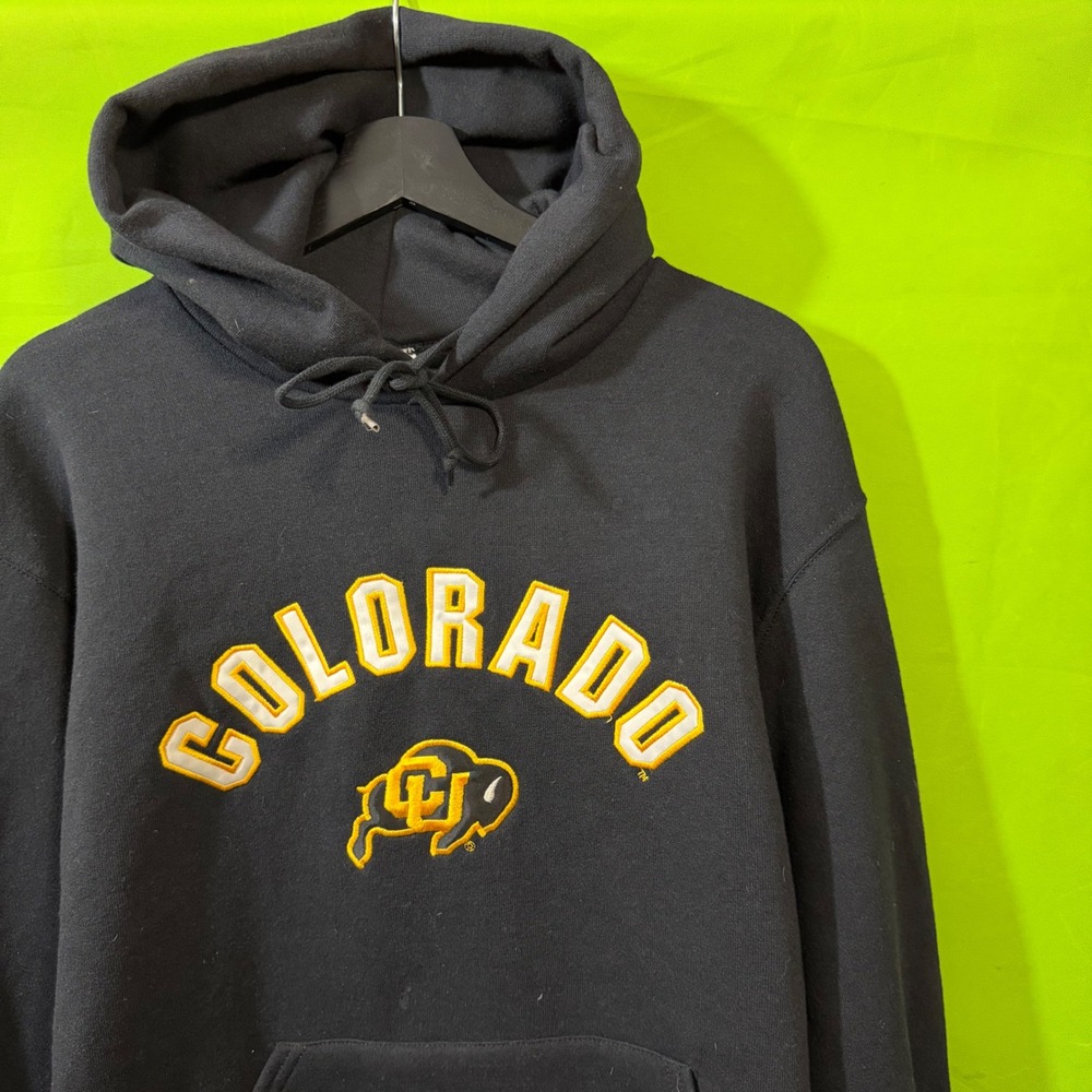 Russell Athletic Colorado Buffaloes Hoodie Medium Black CU Pullover Y2K Sweat